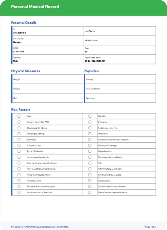 Personal Medical Record Report