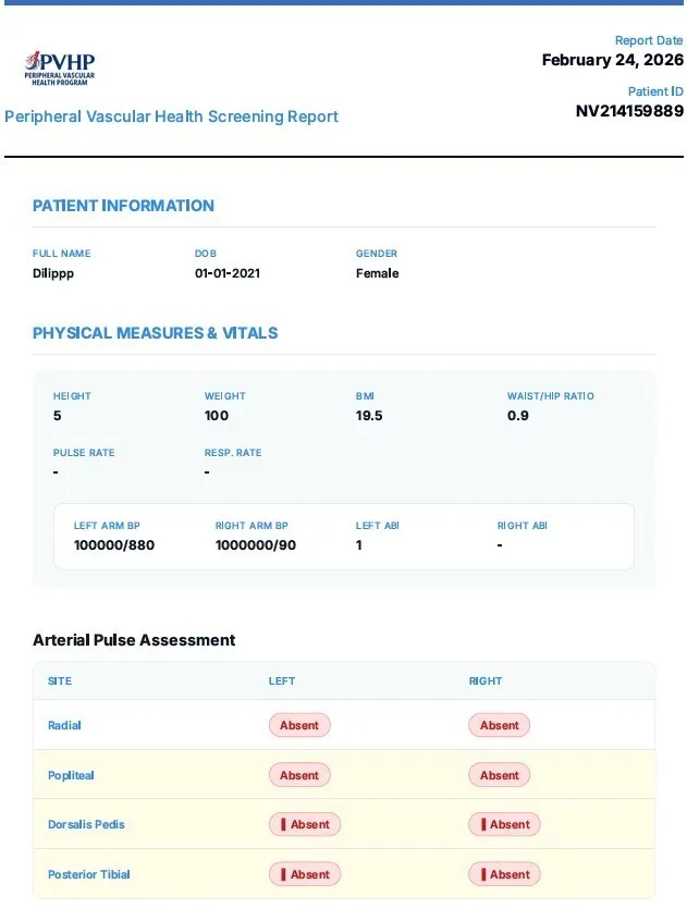 Personal Medical Record Report
